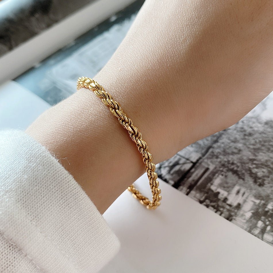 Classic Vintage Twisted Chain 925 Sterling Silver Bracelet - KIAHMILLA