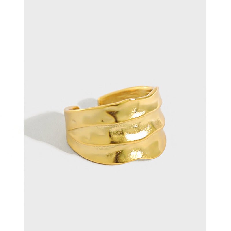 Classic Wide Irregular River 925 Sterling Silver Adjustable Ring - KIAHMILLA