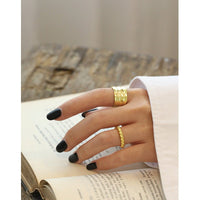 Classic Wide Irregular River 925 Sterling Silver Adjustable Ring - KIAHMILLA