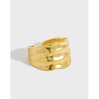 Classic Wide Irregular River 925 Sterling Silver Adjustable Ring - KIAHMILLA