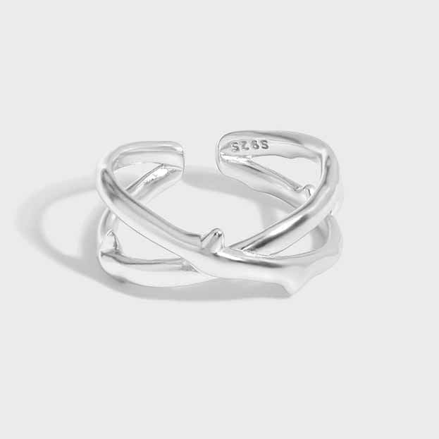 Classic X Cross 925 Sterling Silver Adjustable Ring - KIAHMILLA