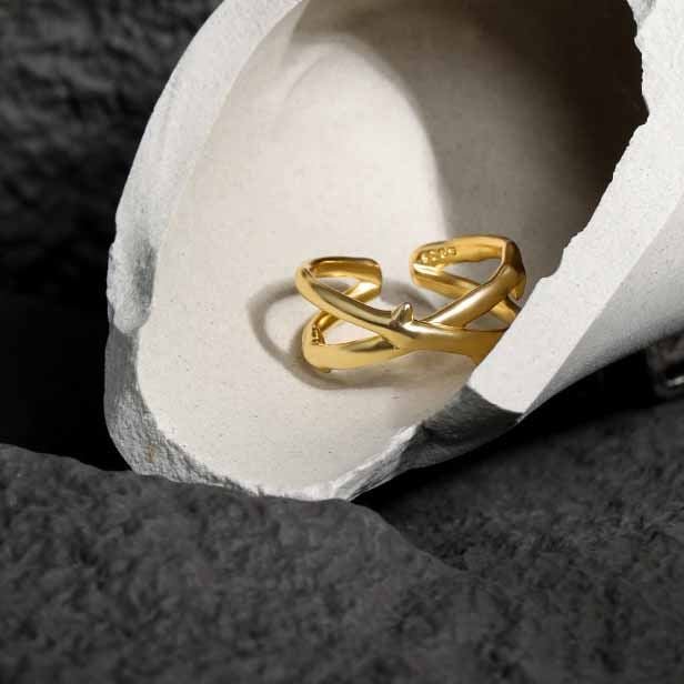 Classic X Cross 925 Sterling Silver Adjustable Ring - KIAHMILLA