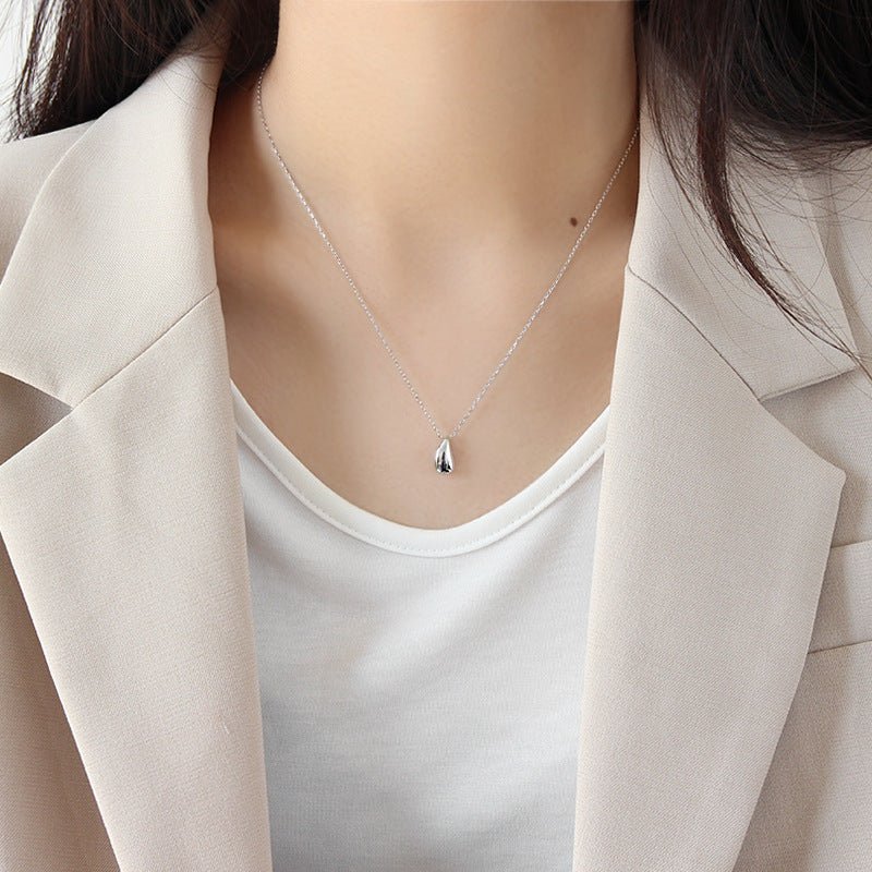 collarbone chain INS temperament light luxury high-end sense simple S925 pure silver water droplet pendant necklace for women - KIAHMILLA