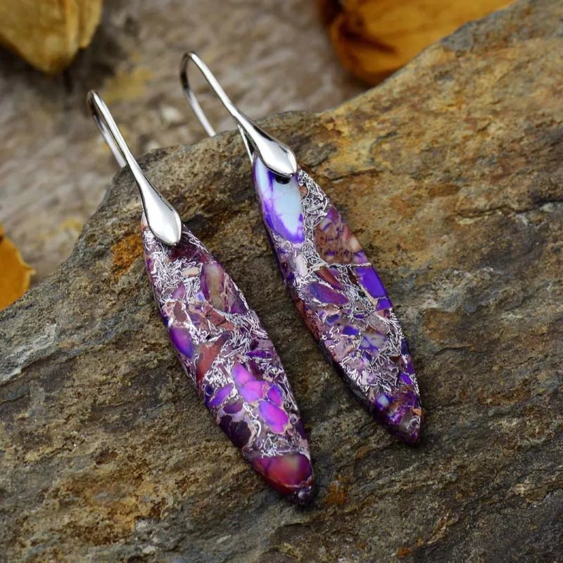 Copper Natural Stone Geometric Shape Earrings - Coolpeacock