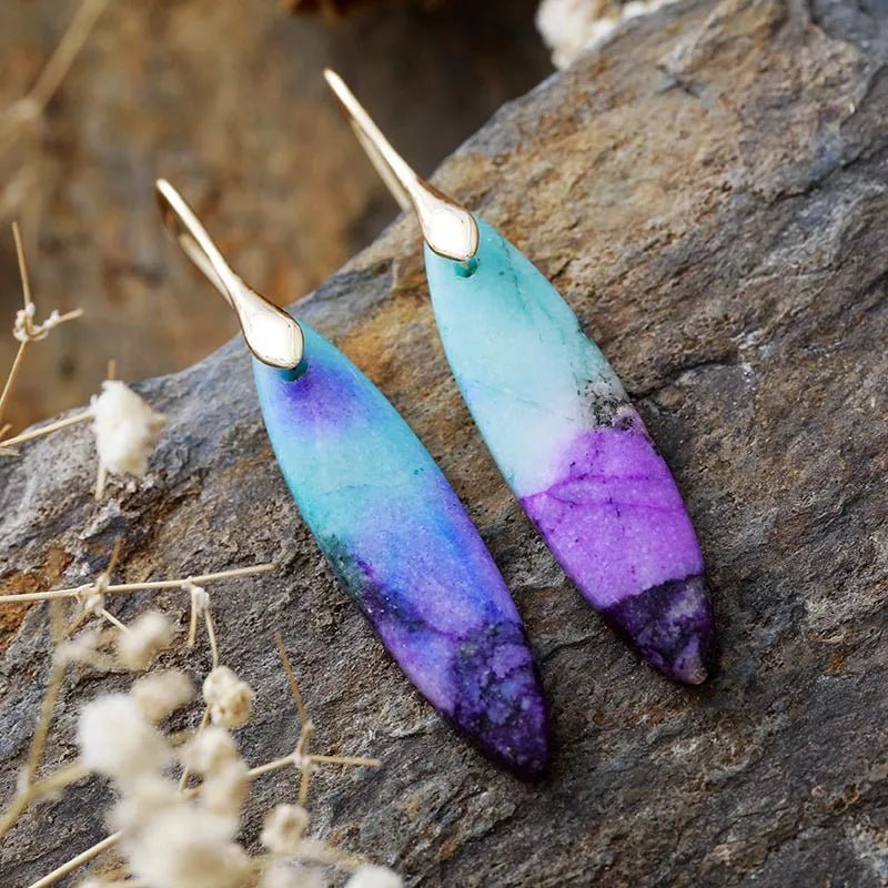 Copper Natural Stone Geometric Shape Earrings - Coolpeacock