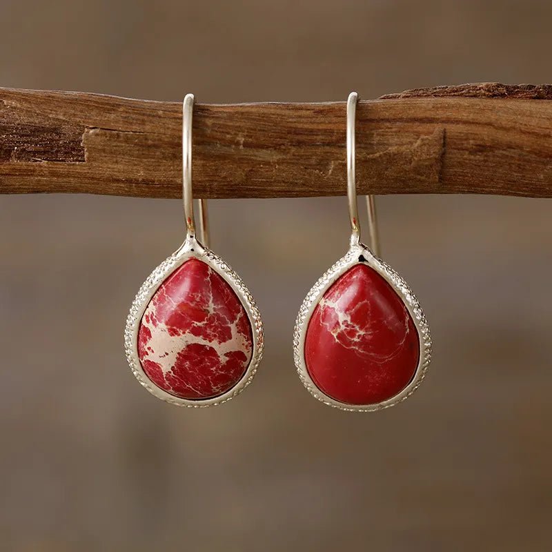Copper Natural Stone Teardrop Shape Earrings - Coolpeacock