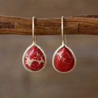 Copper Natural Stone Teardrop Shape Earrings - Coolpeacock