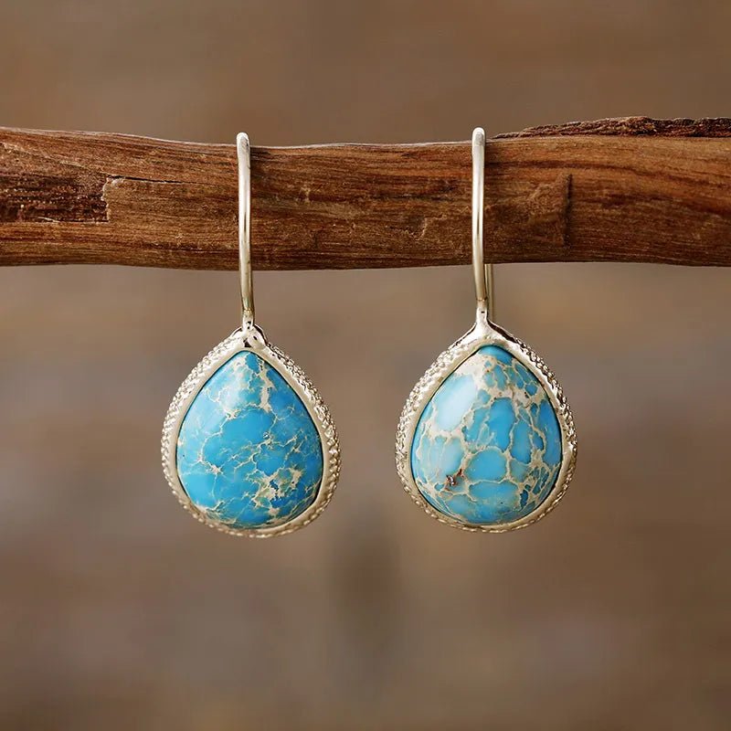Copper Natural Stone Teardrop Shape Earrings - Coolpeacock