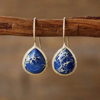 Copper Natural Stone Teardrop Shape Earrings - Coolpeacock
