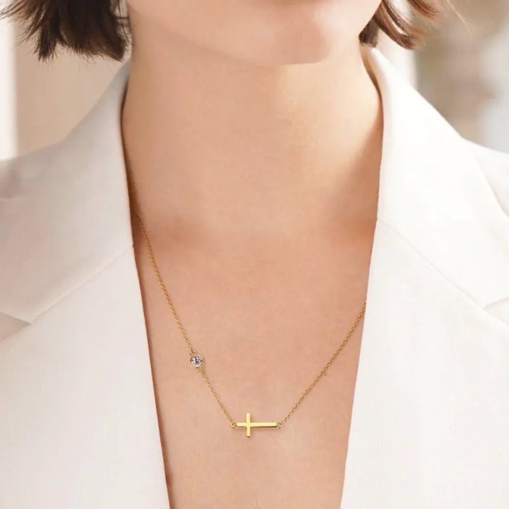 Cross 925 Sterling Silver Moissanite Necklace - Coolpeacock