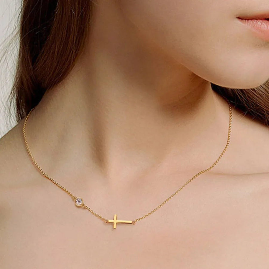 Cross 925 Sterling Silver Moissanite Necklace - Coolpeacock