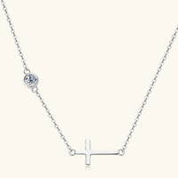 Cross 925 Sterling Silver Moissanite Necklace - Coolpeacock