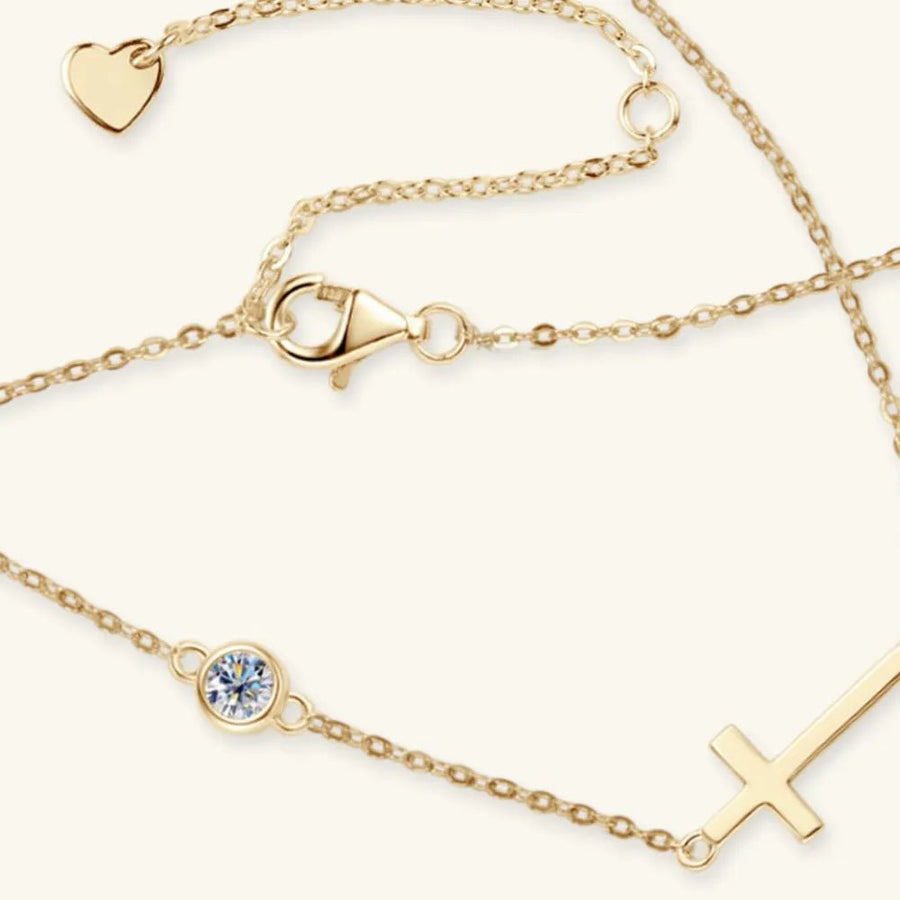 Cross 925 Sterling Silver Moissanite Necklace - Coolpeacock