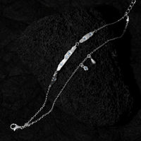 Cubic Zirconia Double Layer Teardrop Pendant with 925 Sterling Silver Brushed Texture Irregular Bar Link Bracelet - KIAHMILLA