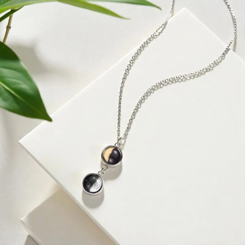 Custom Double Moon Phase Necklace Luminous Necklace Gift for Her - Coolpeacock