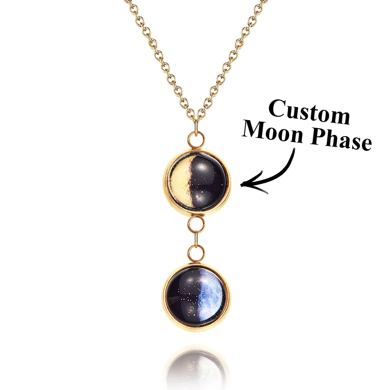 Custom Double Moon Phase Necklace Luminous Necklace Gift for Her - Coolpeacock
