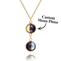 Custom Double Moon Phase Necklace Luminous Necklace Gift for Her - Coolpeacock