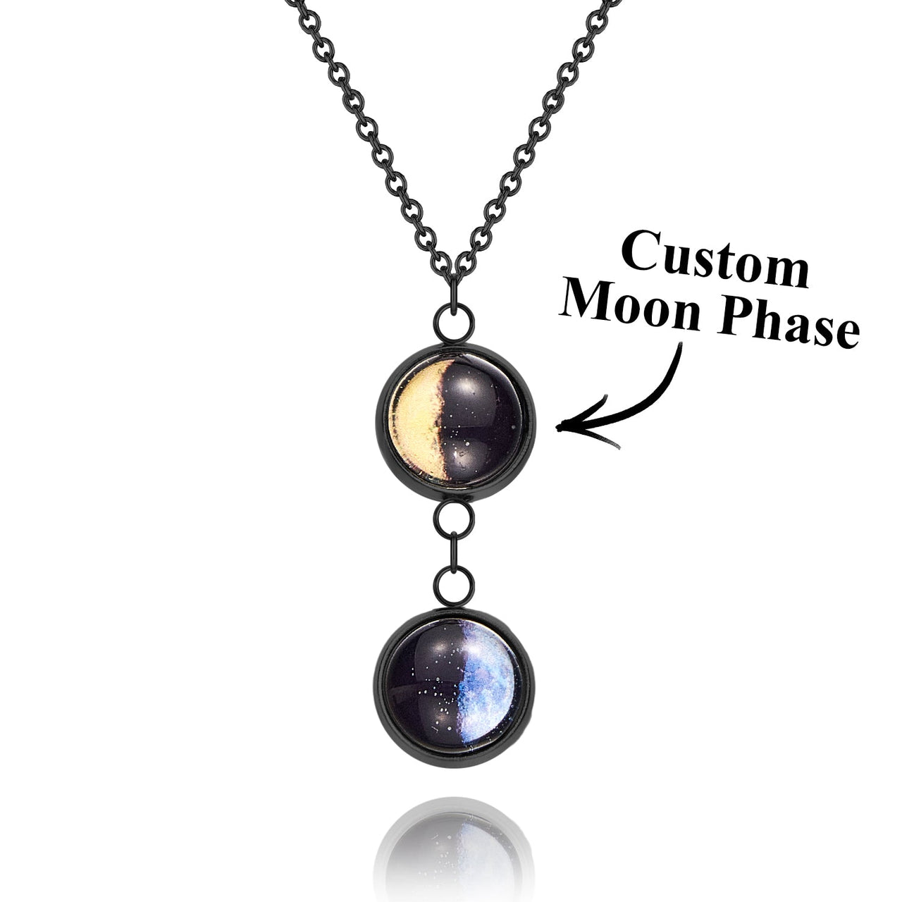 Custom Double Moon Phase Necklace Luminous Necklace Gift for Her - Coolpeacock