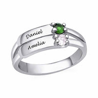 Custom Double Name Ring with Personalized Birthstones - KIAHMILLA