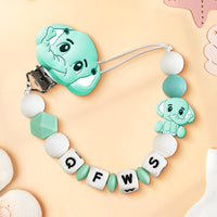 Custom Dummy Chain with Name Personalised Elephant Pacifier Clip for Boys Girls - Coolpeacock