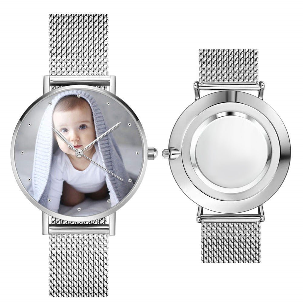 Custom Engraved Alloy Strap Unisex Photo Watch 36mm/40mm - Coolpeacock
