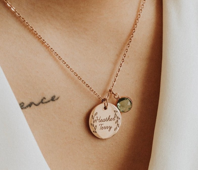Custom Engraved Birthstone Personalized Necklace - KIAHMILLA