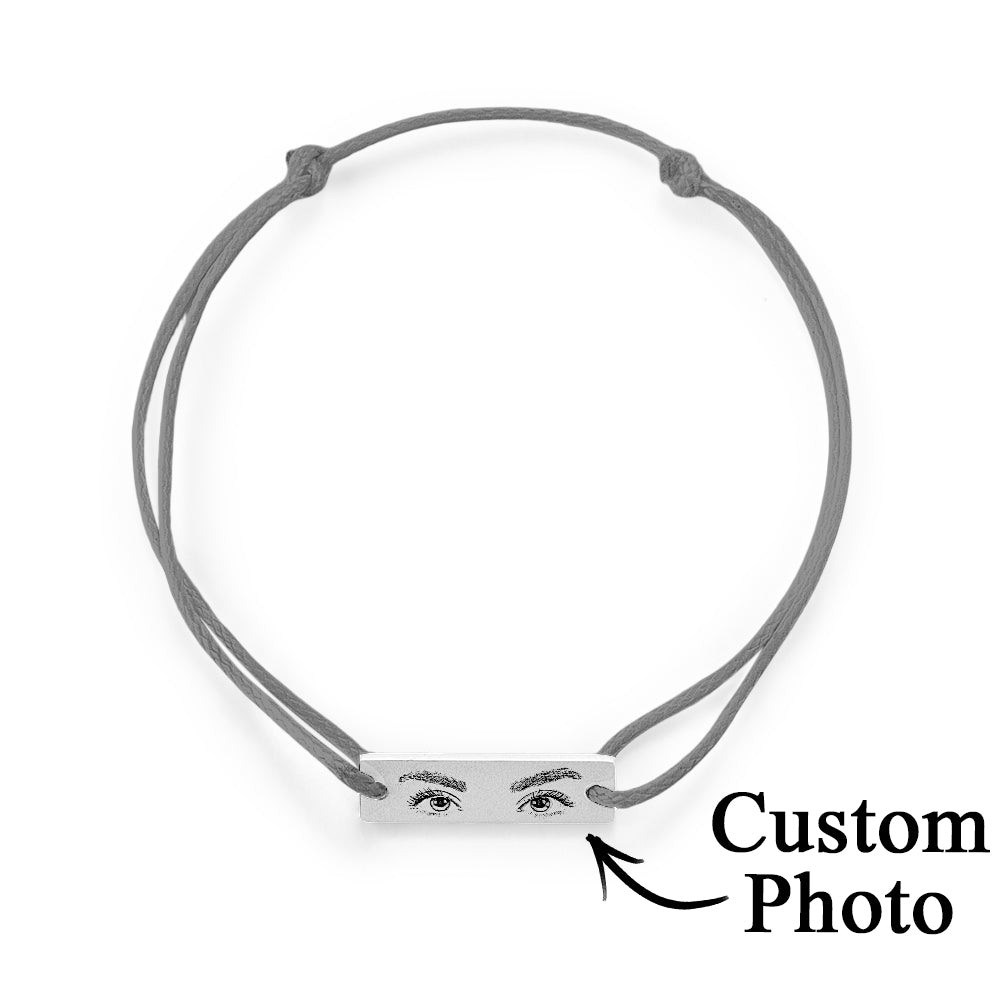 Custom Engraved Bracelet With Eyes Photo Eyes of Love Bracelet - Coolpeacock