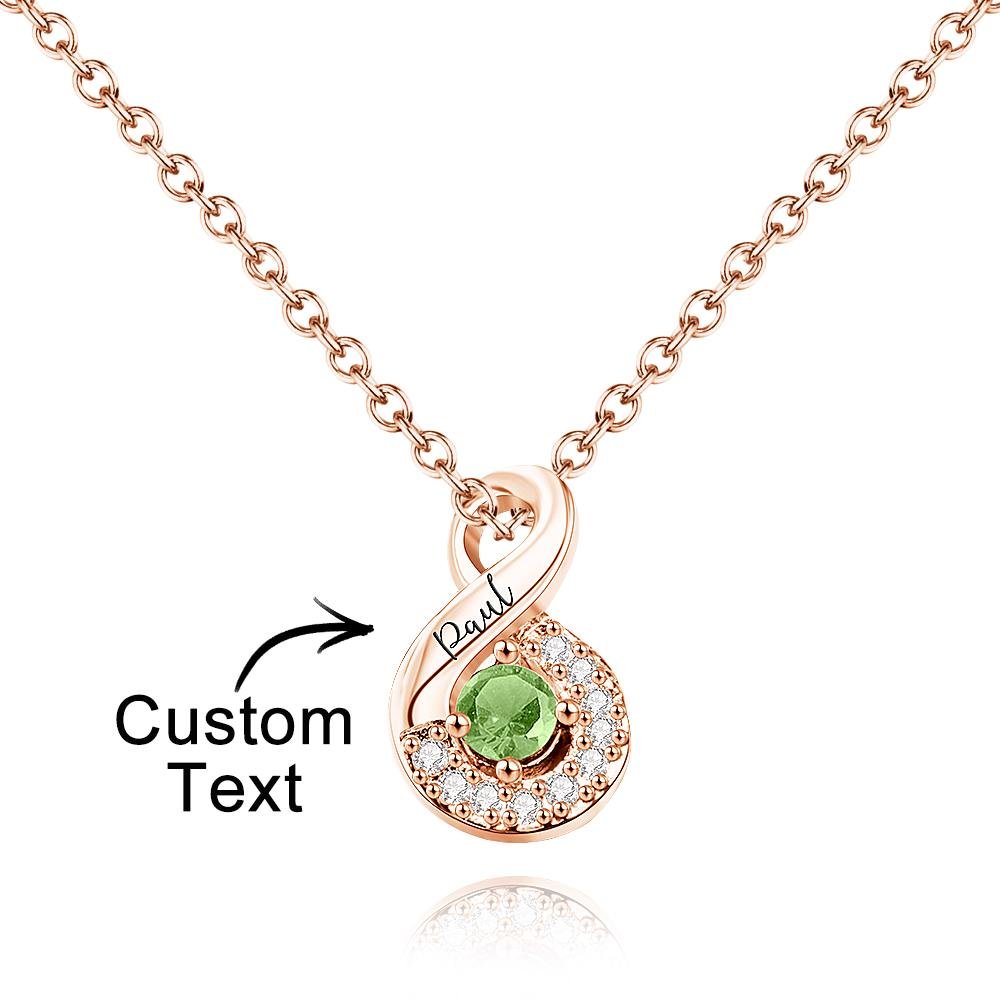 Custom Engraved Name Birthstone Necklace Infinity Creative Gifts Valentines Gift - KIAHMILLA