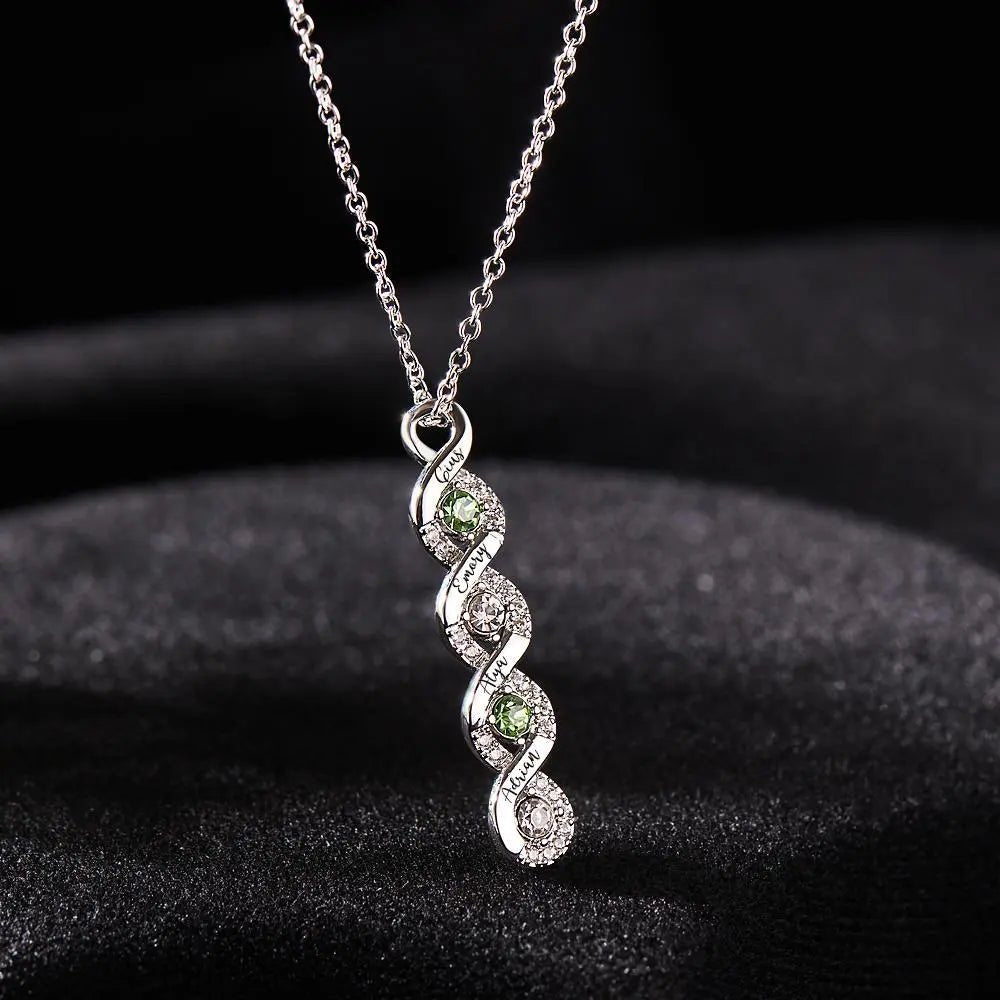 Custom Engraved Name Birthstone Necklace Infinity Creative Gifts Valentines Gift - KIAHMILLA