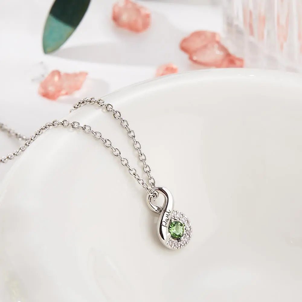 Custom Engraved Name Birthstone Necklace Infinity Creative Gifts Valentines Gift - KIAHMILLA