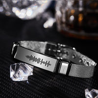 Custom Engraved Scannable Code Music Men Bracelet - Coolpeacock