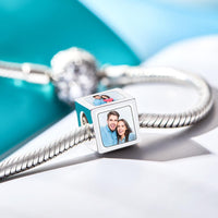 Custom Four - Sided Photo Charm Square Copper Charm Creative Gift for Women - Coolpeacock