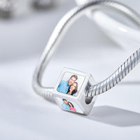 Custom Four - Sided Photo Charm Square Copper Charm Creative Gift for Women - Coolpeacock
