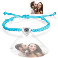 Custom Heart - shaped Photo Projection Bracelet Braided Rope Bracelet Anniversary Gift - Coolpeacock