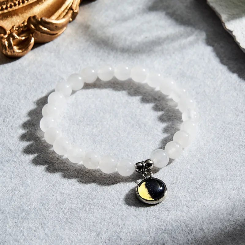 Custom Moon Phase Beads Bracelet Luminous Bracelet Gift for Her - Coolpeacock