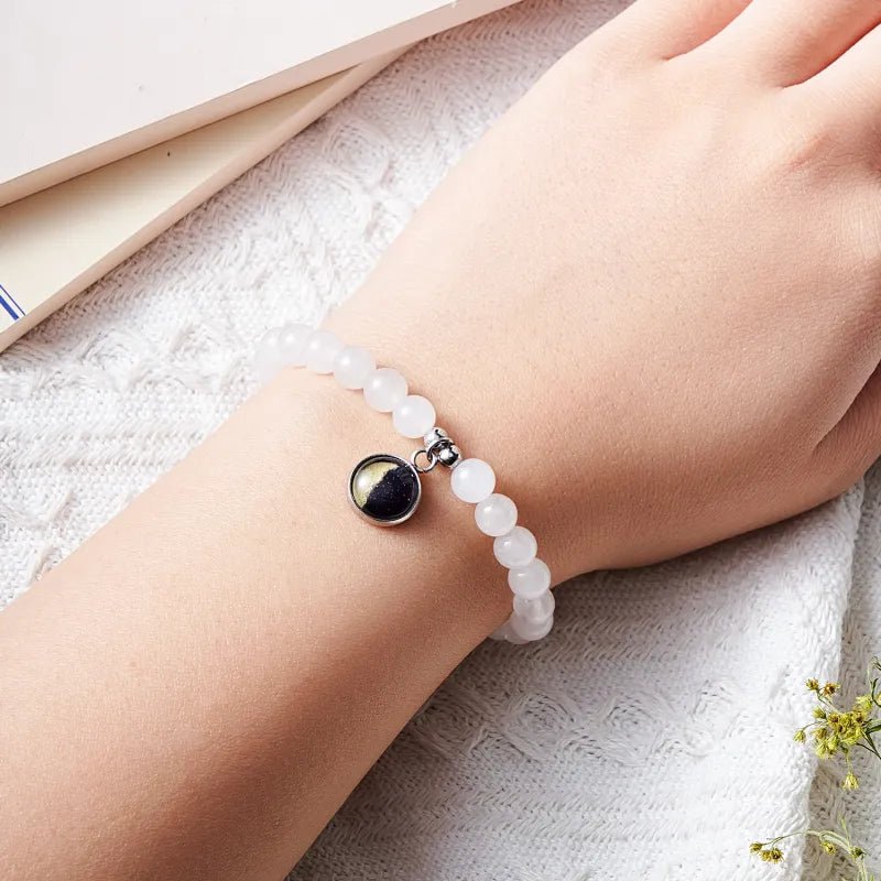 Custom Moon Phase Beads Bracelet Luminous Bracelet Gift for Her - Coolpeacock