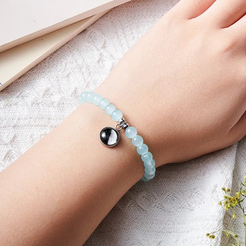Custom Moon Phase Beads Bracelet Luminous Bracelet Gift for Her - Coolpeacock