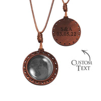 Custom Moon Phase Wood Pendant Necklace Personalised Engraved Name Valentine's Gifts for Her - Coolpeacock