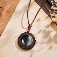 Custom Moon Phase Wood Pendant Necklace Personalised Engraved Name Valentine's Gifts for Her - Coolpeacock