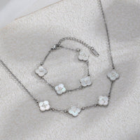 Custom Mother of Pearl Clover Letter Necklaces and necklace sets - KIAHMILLA