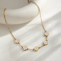 Custom Mother of Pearl Clover Letter Necklaces and necklace sets - KIAHMILLA