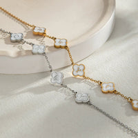 Custom Mother of Pearl Clover Letter Necklaces and necklace sets - KIAHMILLA