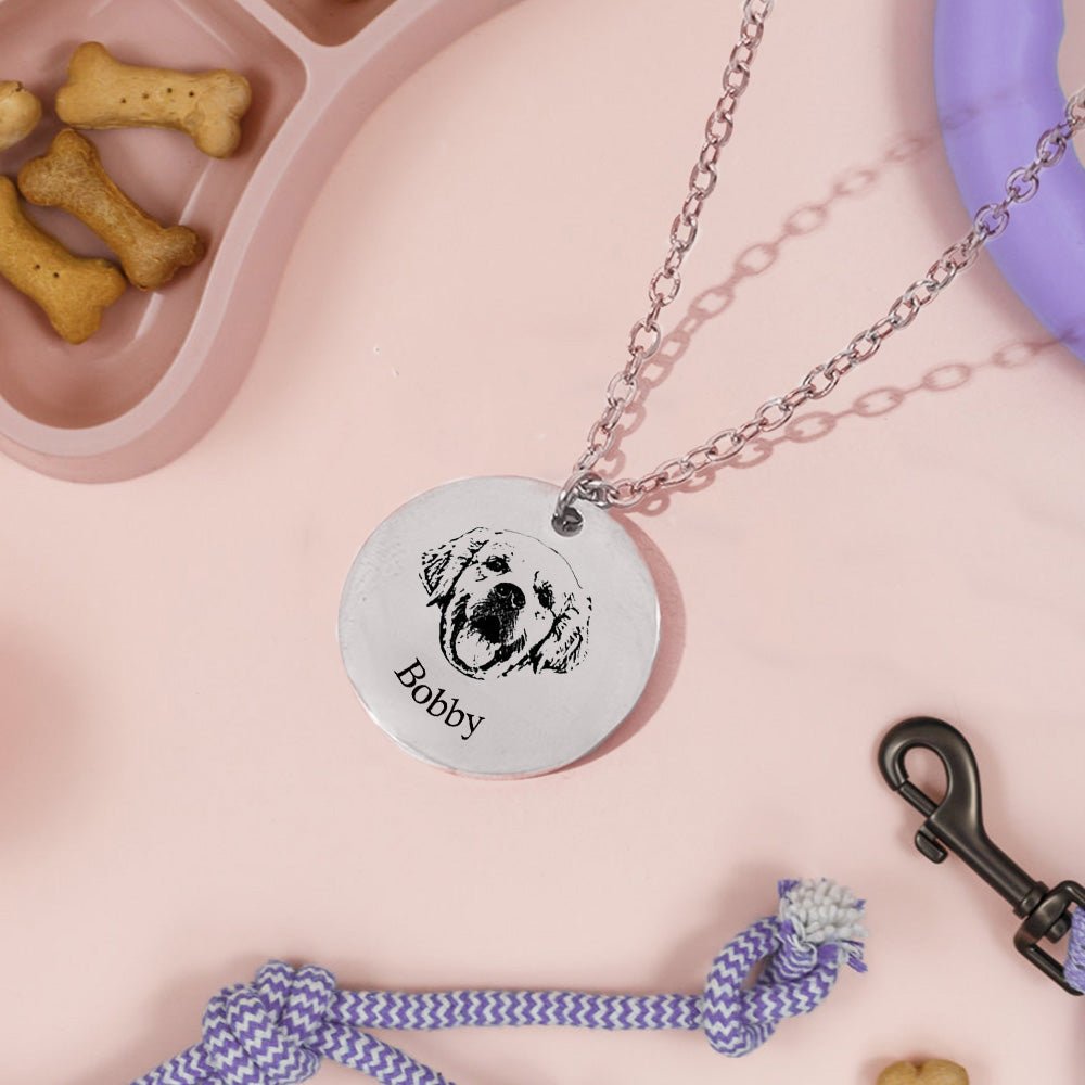 Custom Pet Photo Engraved Name Necklace – A Heartfelt Keepsake - Coolpeacock