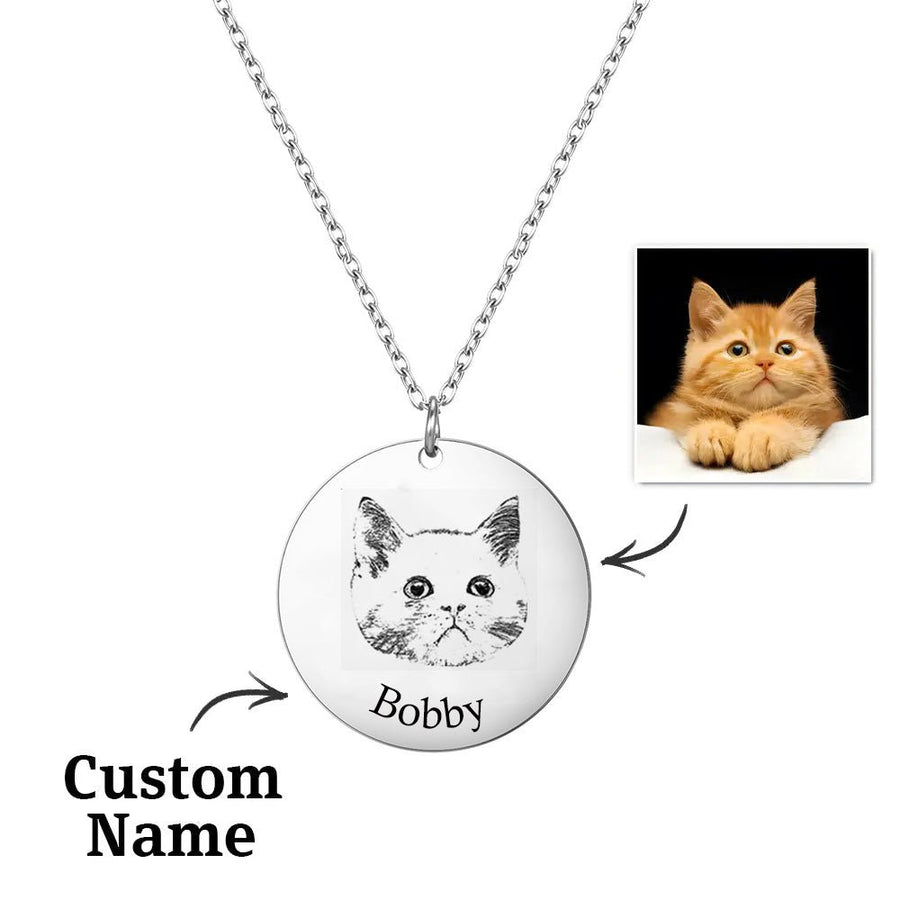 Custom Pet Photo Engraved Name Necklace – A Heartfelt Keepsake - Coolpeacock