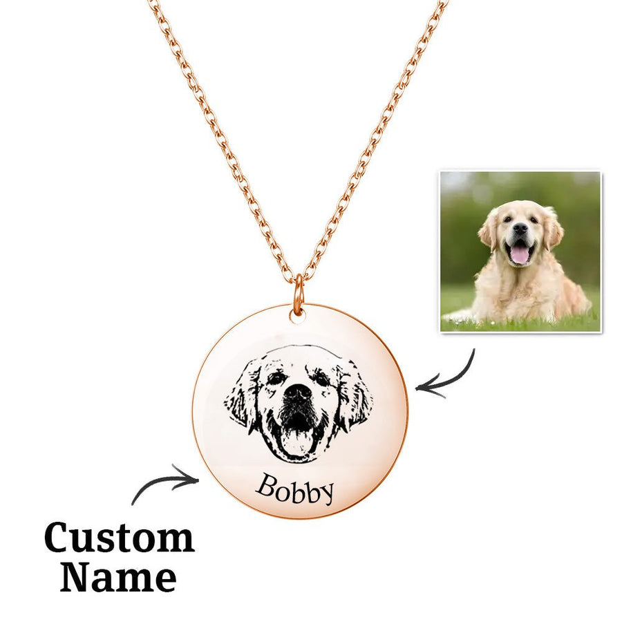 Custom Pet Photo Engraved Name Necklace – A Heartfelt Keepsake - Coolpeacock