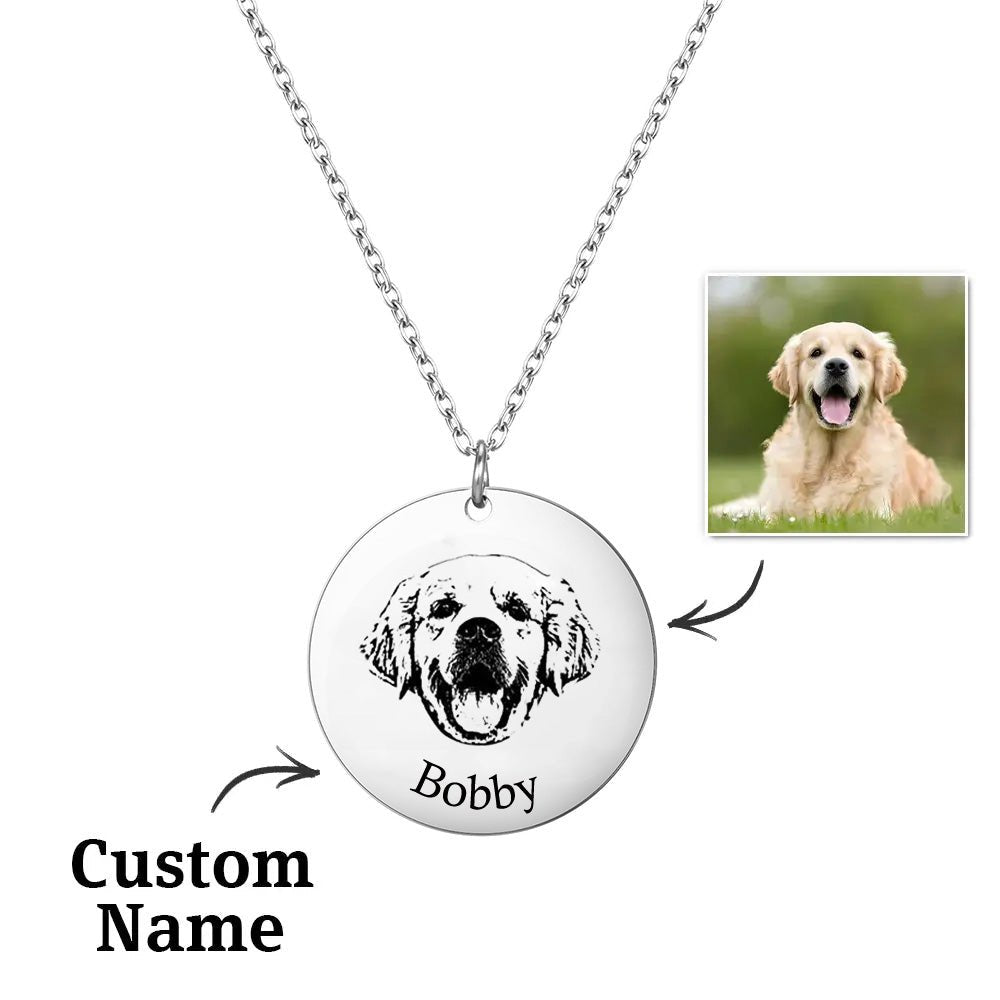 Custom Pet Photo Engraved Name Necklace – A Heartfelt Keepsake - Coolpeacock