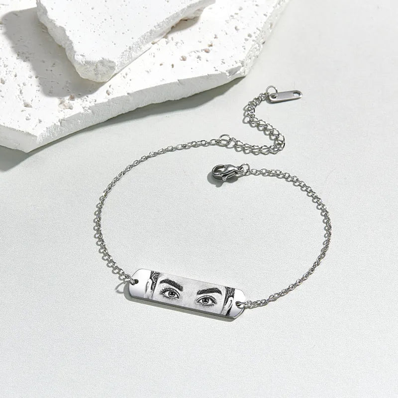 Custom Photo Bracelet Eyes Bracelet Bar Bracelet Gifts for Her - Coolpeacock