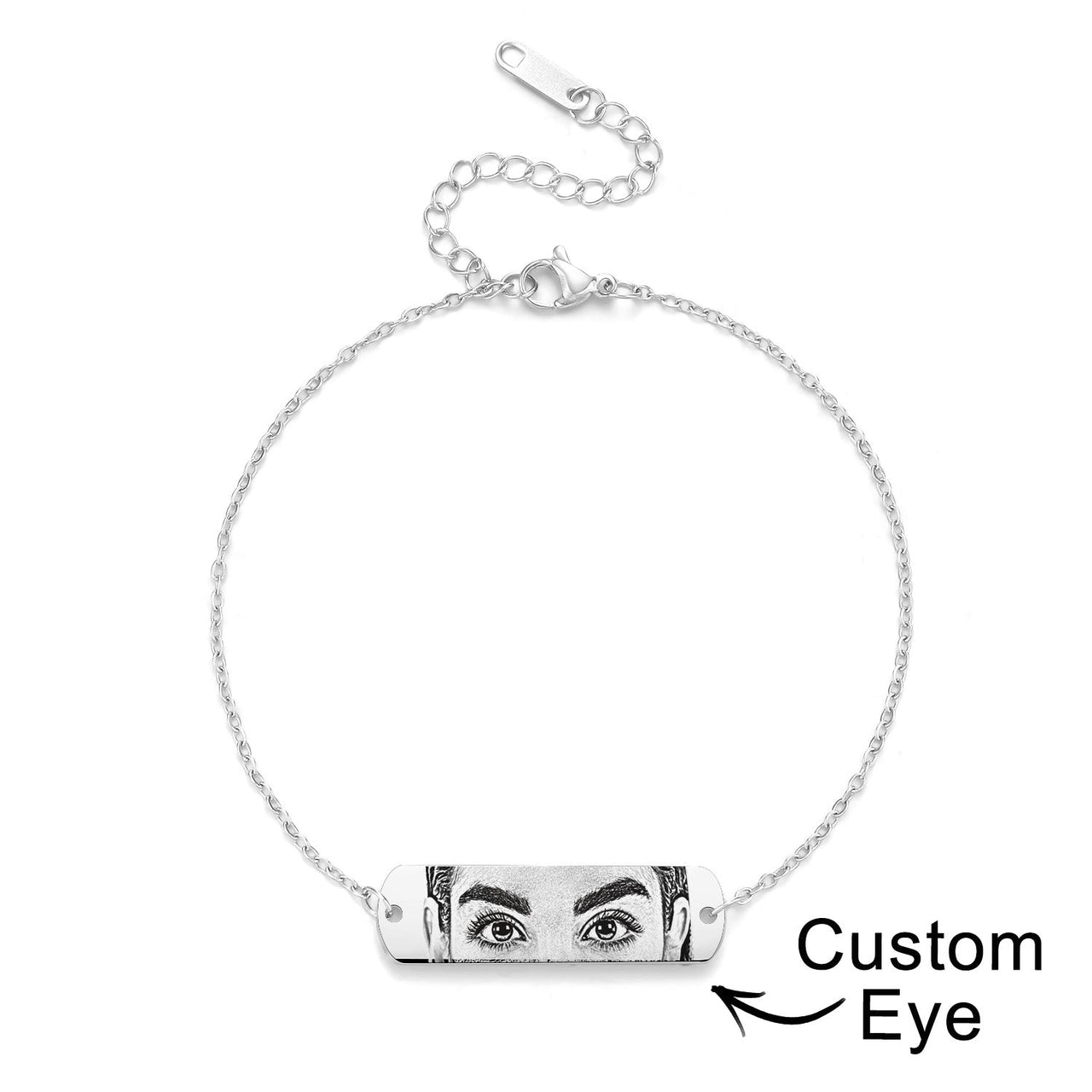 Custom Photo Bracelet Eyes Bracelet Bar Bracelet Gifts for Her - Coolpeacock
