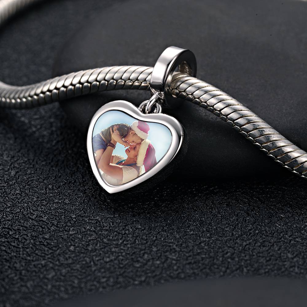 Custom Photo Dangle Heart Charm For Bracelet Jewelry Making - Coolpeacock