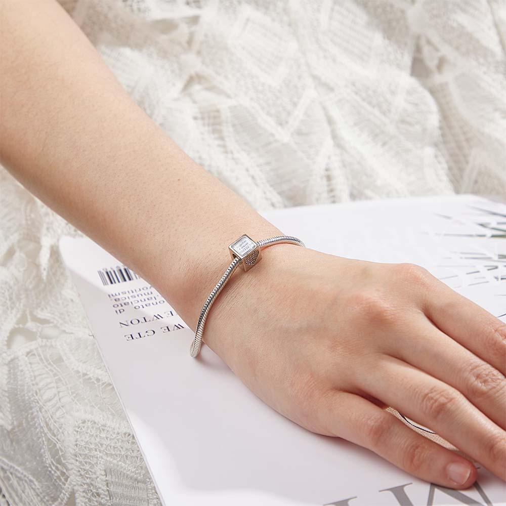 Custom Photo Engraved Charm Square Heart Diamond Romantic Gifts - Coolpeacock